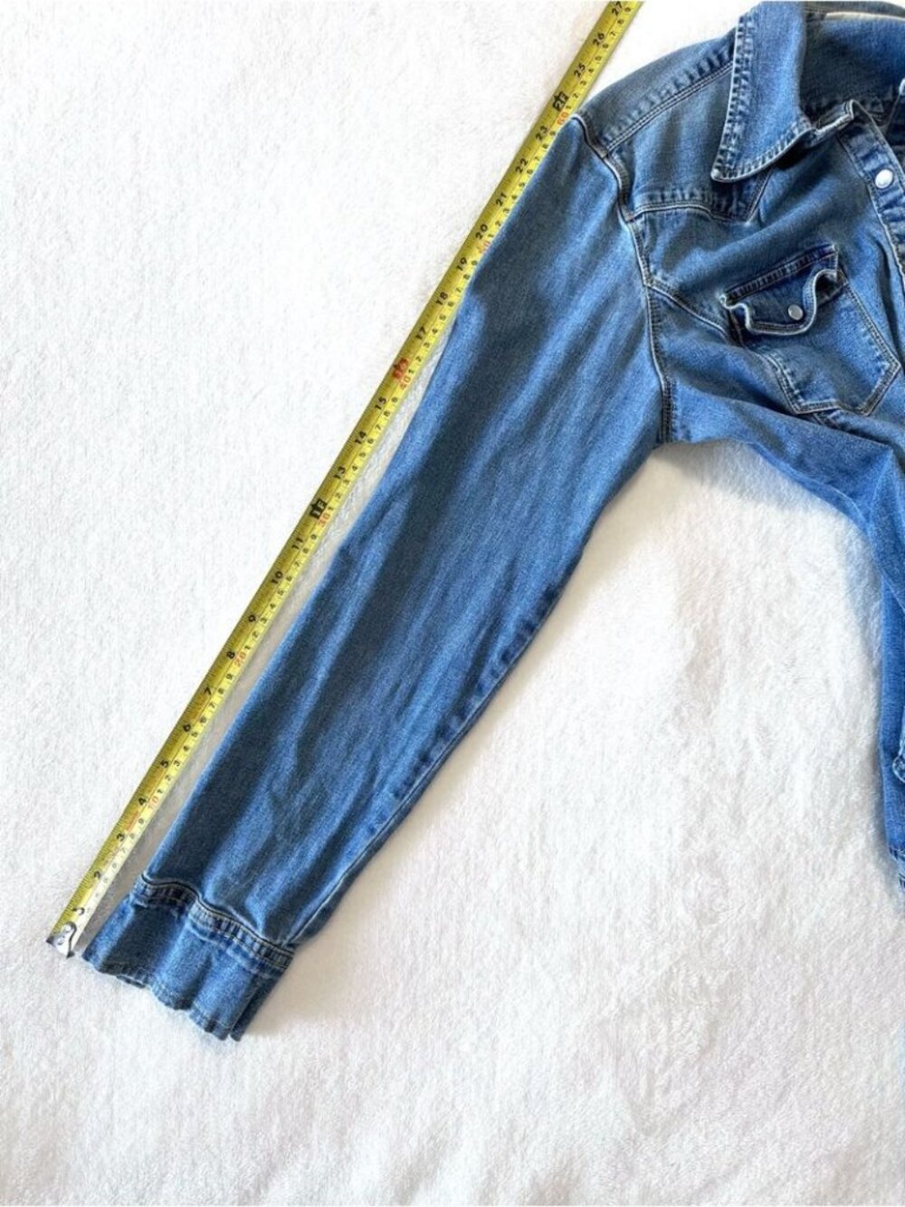 Vintage Y2K Levi's Jean Shirt Denim Fitted Button Up Shirt Coastal Cowgirl - M - Picture 8 of 9